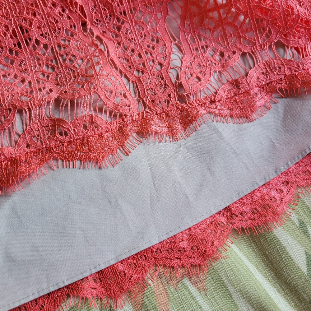 Adrianna Papell Lace Fit and Flare Dress Coral 14 Zipper Sleeveless Spring - Picture 5 of 14